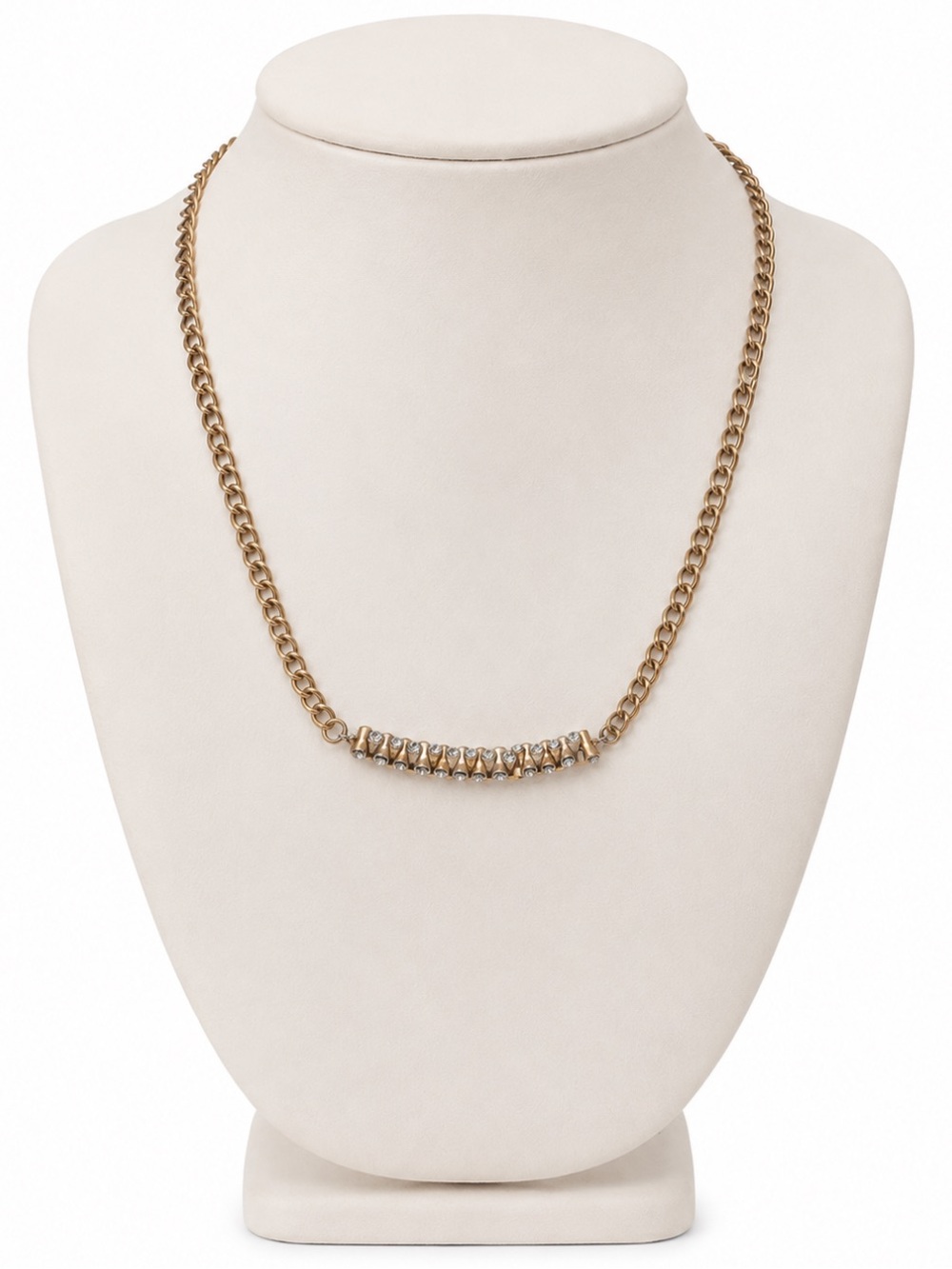 Gold-Tone Necklace with Crystal Bar Accent